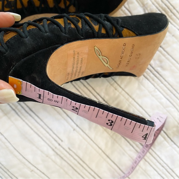 Brian Atwood Vero Cuoio Suede Black & Leopard Real Calf Hair Heels size 6.5 - Picture 5 of 8